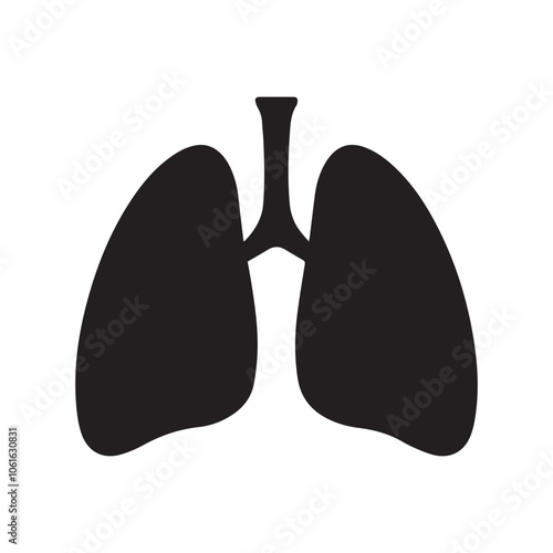 Human lungs silhouette vector illustration. Human lungs icon symbol.