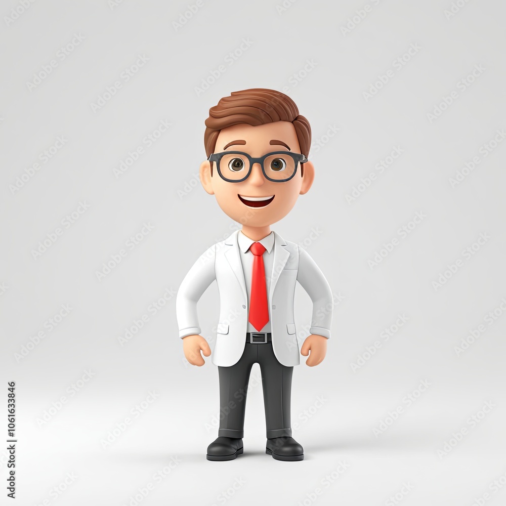 3D cartoon icon of a business man 3D cartoon icon of a business man