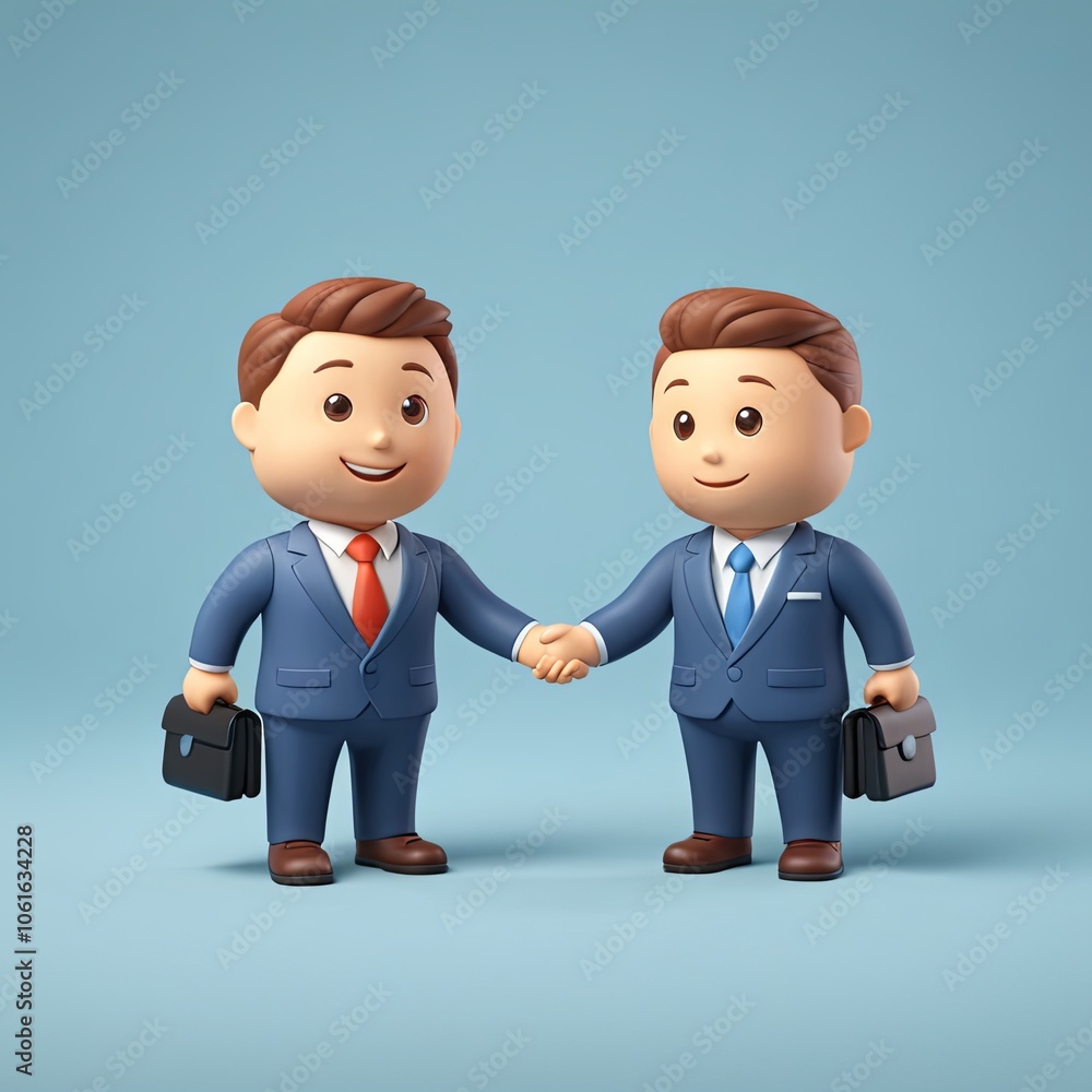 3D cartoon icon of a business partnership 3D cartoon icon of a business partnership