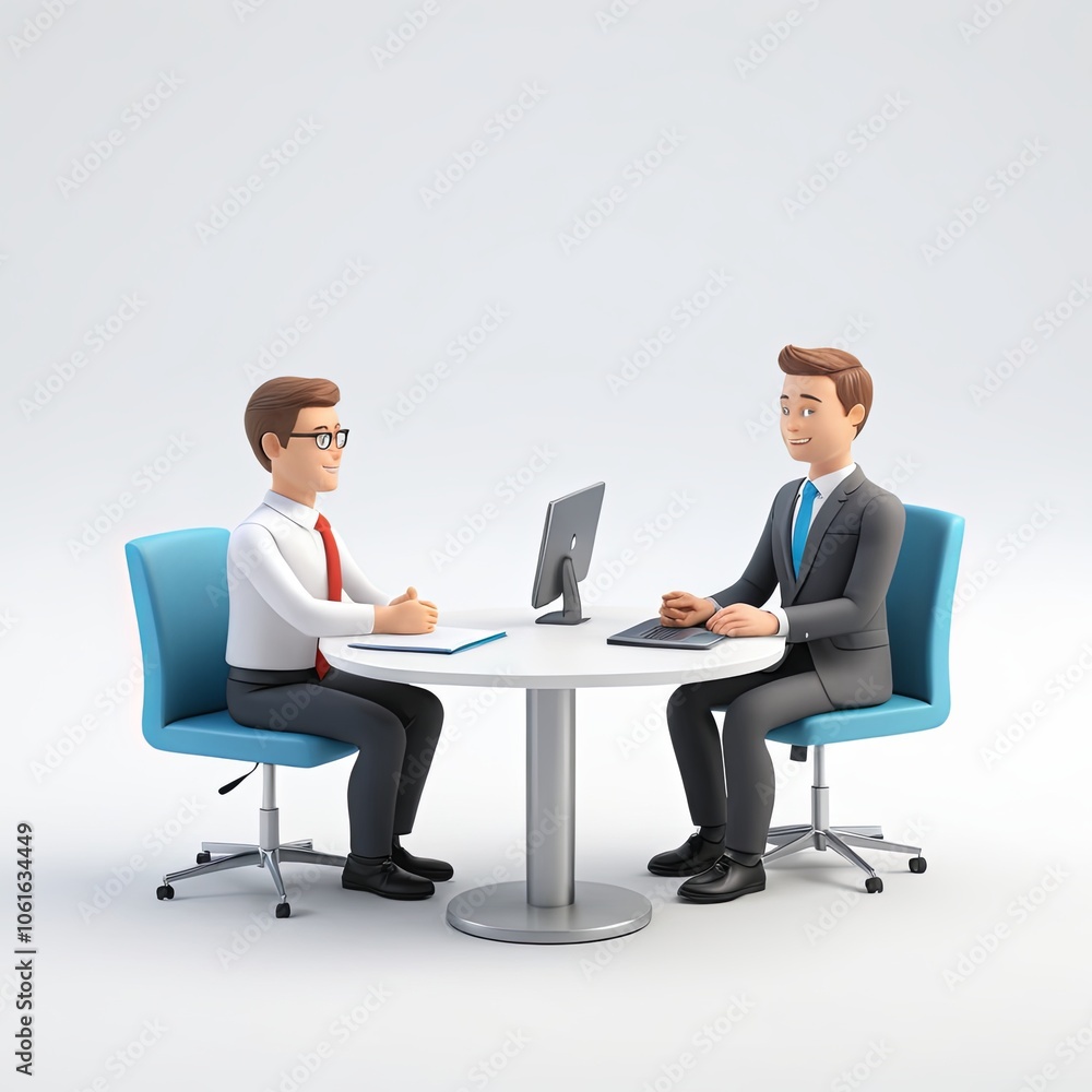 3D cartoon icon of a business partnership 3D cartoon icon of a business partnership