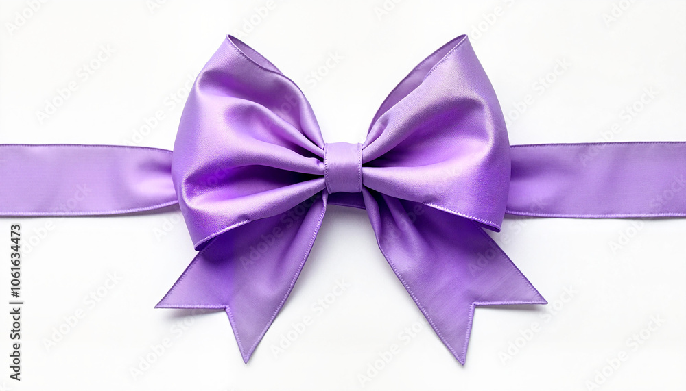 Lavender satin ribbon bow on white background for gift wrapping and decoration Lavender satin ribbon bow on white background for gift wrapping and decoration