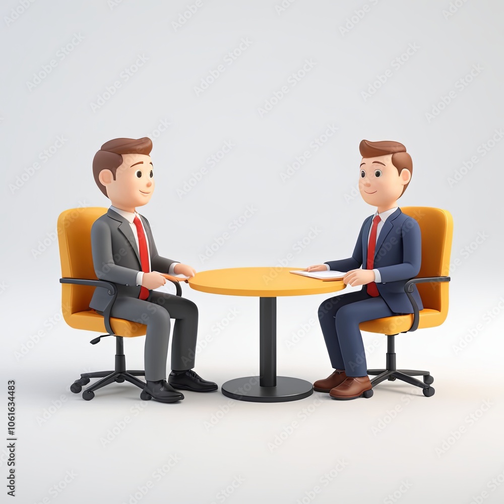 3D cartoon icon of a business partnership 3D cartoon icon of a business partnership