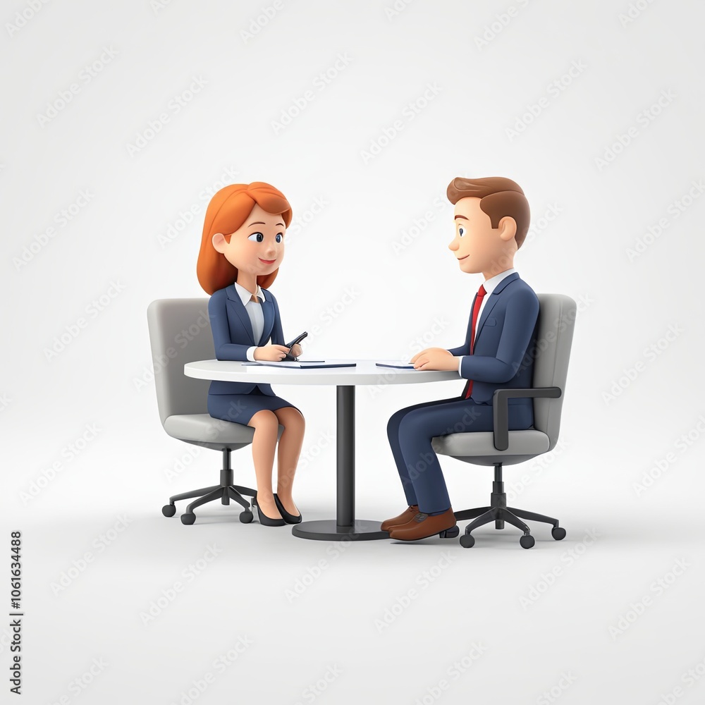 3D cartoon icon of a business partnership 3D cartoon icon of a business partnership
