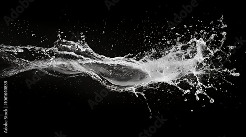 Water splash against black background.