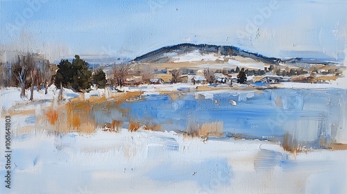 Wallpaper Mural Explore the tranquil beauty of a serene lake reflecting winter's embrace in a picturesque landscape Torontodigital.ca