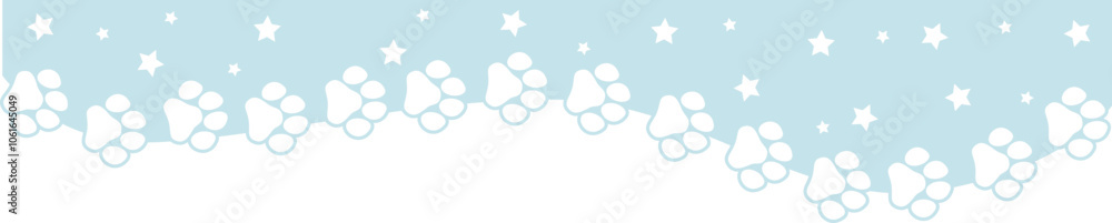 Cure kawaii header, quote frame, bookmark with pet paw print Cure kawaii header, quote frame, bookmark with pet paw print