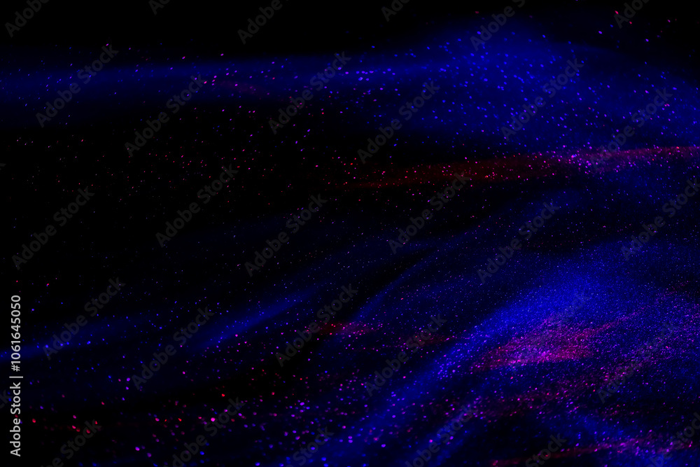 Obraz premium abstract blue and pink speed camera motion background over glowing lights with sparkles, stars.