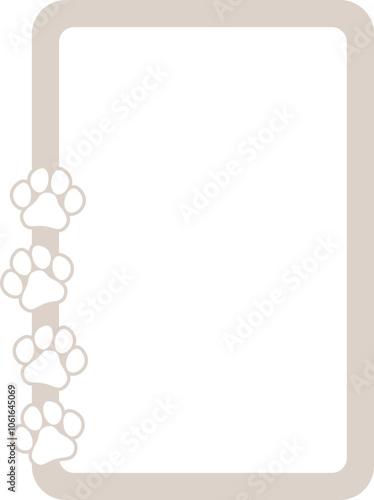 Cute kawaii frame with cat, dog and bird pawprints. Vector illustration