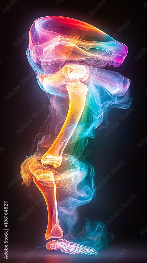 Abstract Human Leg with Colorful Smoke. Abstract Human Leg with Colorful Smoke.