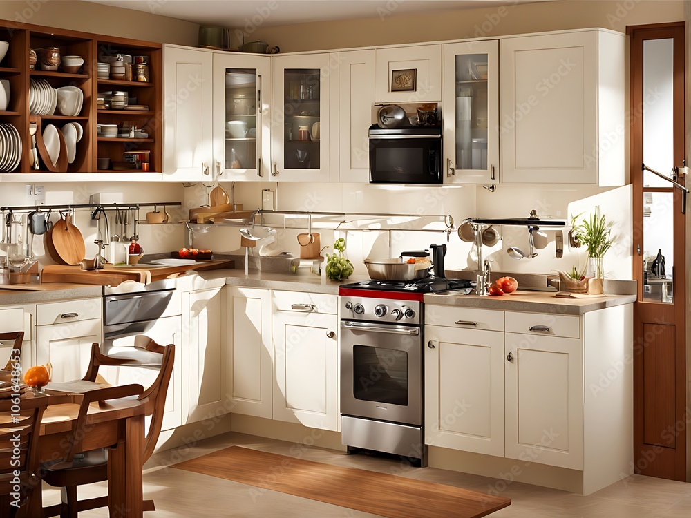 A Home kitchen interior for everyday work and a cooking cabinet in the wonderful image A Home kitchen interior for everyday work and a cooking cabinet in the wonderful image
