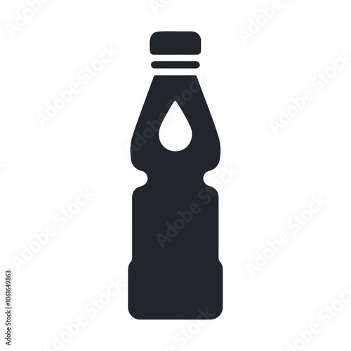 Plastic mineral drink water bottle black silhouette bold vector icon design