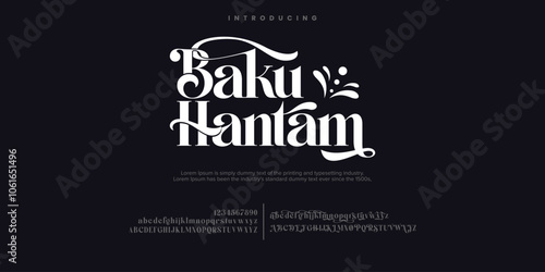 Baku Hantam Abstract Fashion font alphabet. Minimal modern urban fonts for logo, brand etc. Typography typeface uppercase lowercase and number. vector illustration