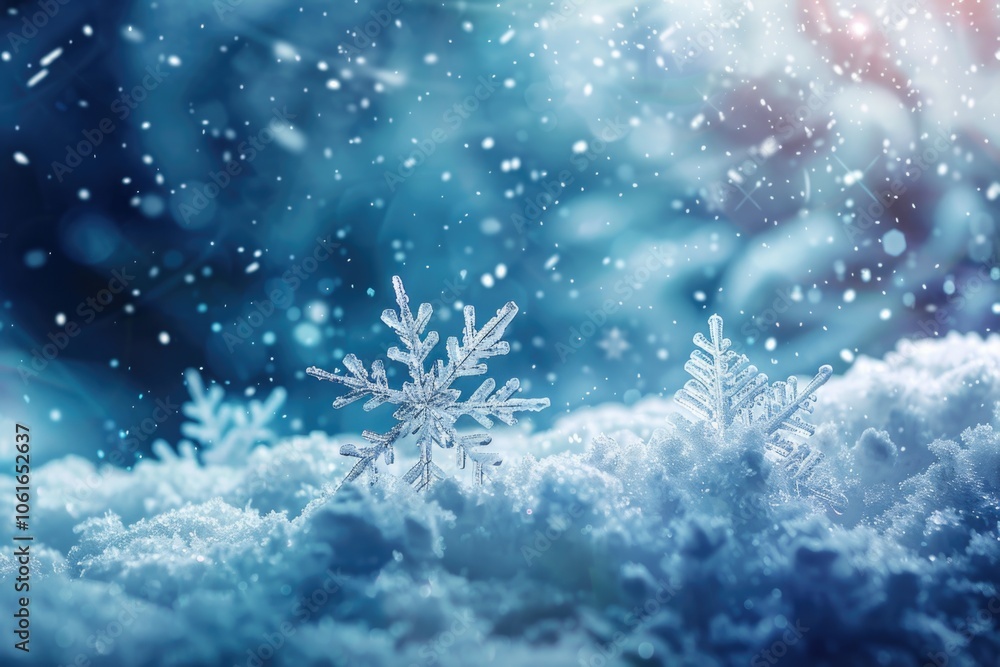 A single snowflake sits at the top of a pile of snow, adding a touch of winter wonder to this scene A single snowflake sits at the top of a pile of snow, adding a touch of winter wonder to this scene