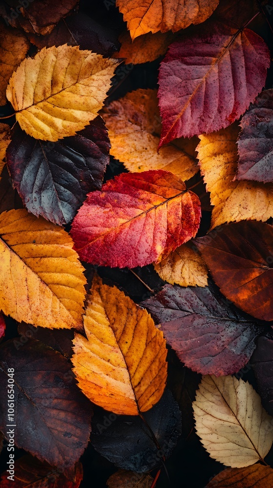 Colorful autumn leaves scattered on the ground. Colorful autumn leaves scattered on the ground.
