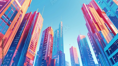 Urban landscape with tall buildings and urban scenery