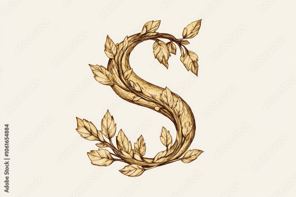 Naklejka premium A illustration of the letter S surrounded by leaves