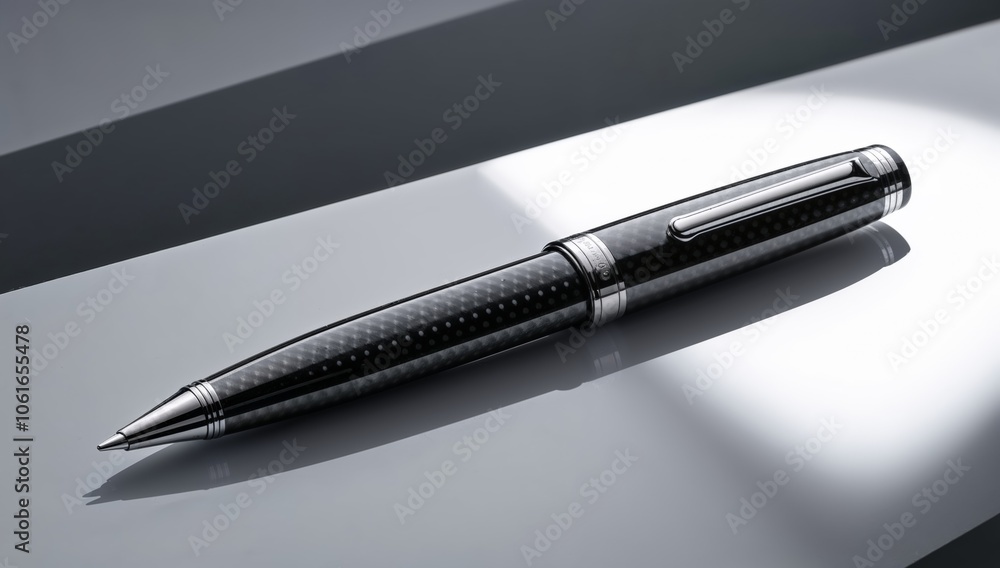 black pen on a gray background