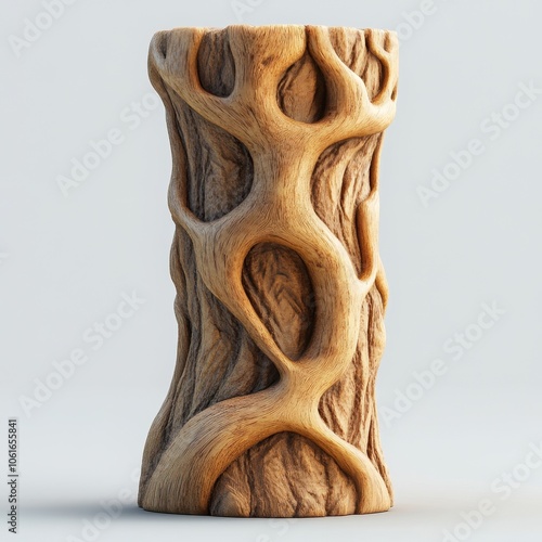 Carved Wooden Sculpture with Organic Abstract Patterns