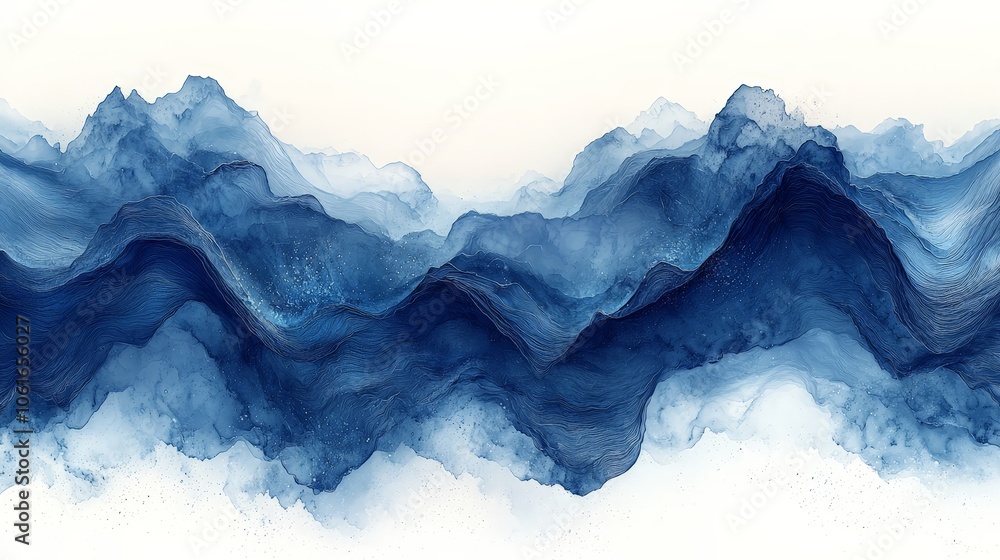 Abstract blue mountain landscape with fluid waves and soft textures. Abstract blue mountain landscape with fluid waves and soft textures.