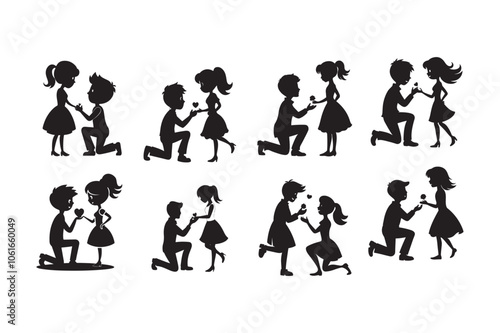 Propose silhouette vector illustration, Propose silhouette, Valentine 