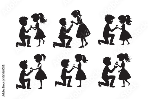 Propose silhouette vector illustration, Propose silhouette, Valentine 