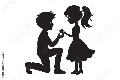 Propose silhouette vector illustration, Propose silhouette, Valentine 