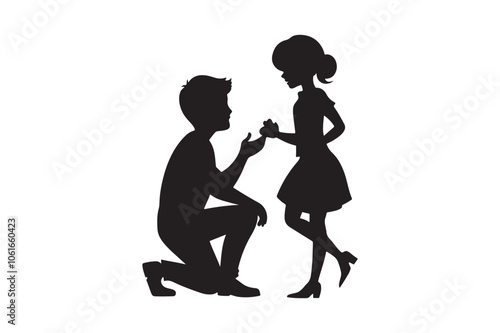 Propose silhouette vector illustration, Propose silhouette, Valentine 