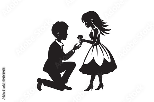Propose silhouette vector illustration, Propose silhouette, Valentine 
