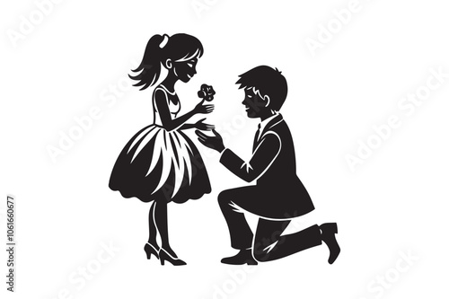 Propose silhouette vector illustration, Propose silhouette, Valentine 