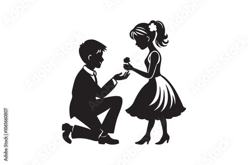 Propose silhouette vector illustration, Propose silhouette, Valentine 