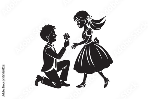 Propose silhouette vector illustration, Propose silhouette, Valentine 
