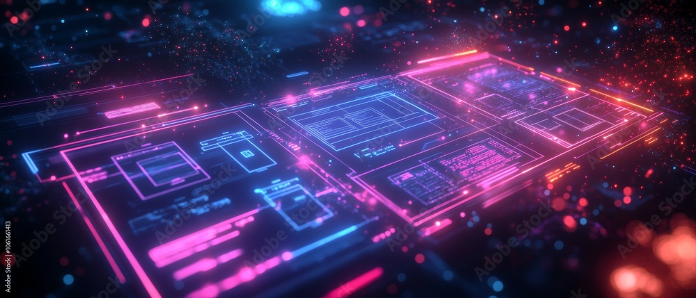 Fototapeta premium Blueprints of Interaction, Digital Product Design and User Experience UX