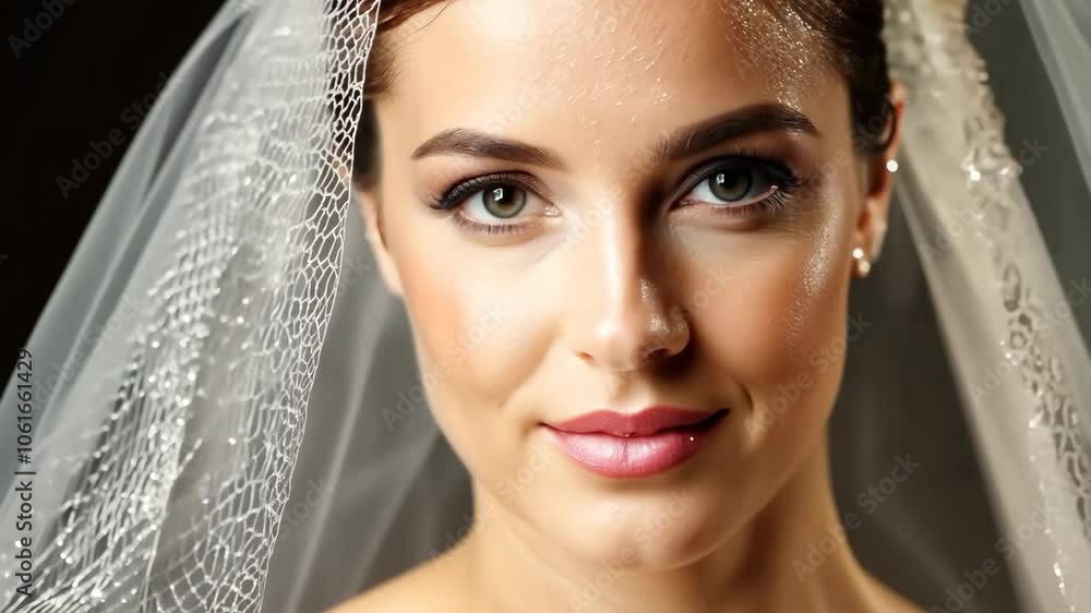 Radiant bride with veil and elegant makeup close-up portrait Radiant bride with veil and elegant makeup close-up portrait