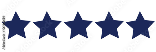 five star customer product review icon. blue 5 star rating feedback for website, app, ui design.