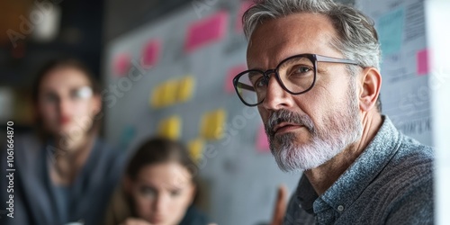 A businessman outlines a strategic roadmap during a high-level meeting, while colleagues attentively listen and take notes for future reference.