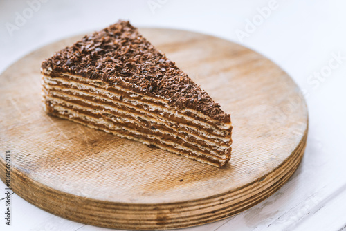 mikado cake on wooden board photo