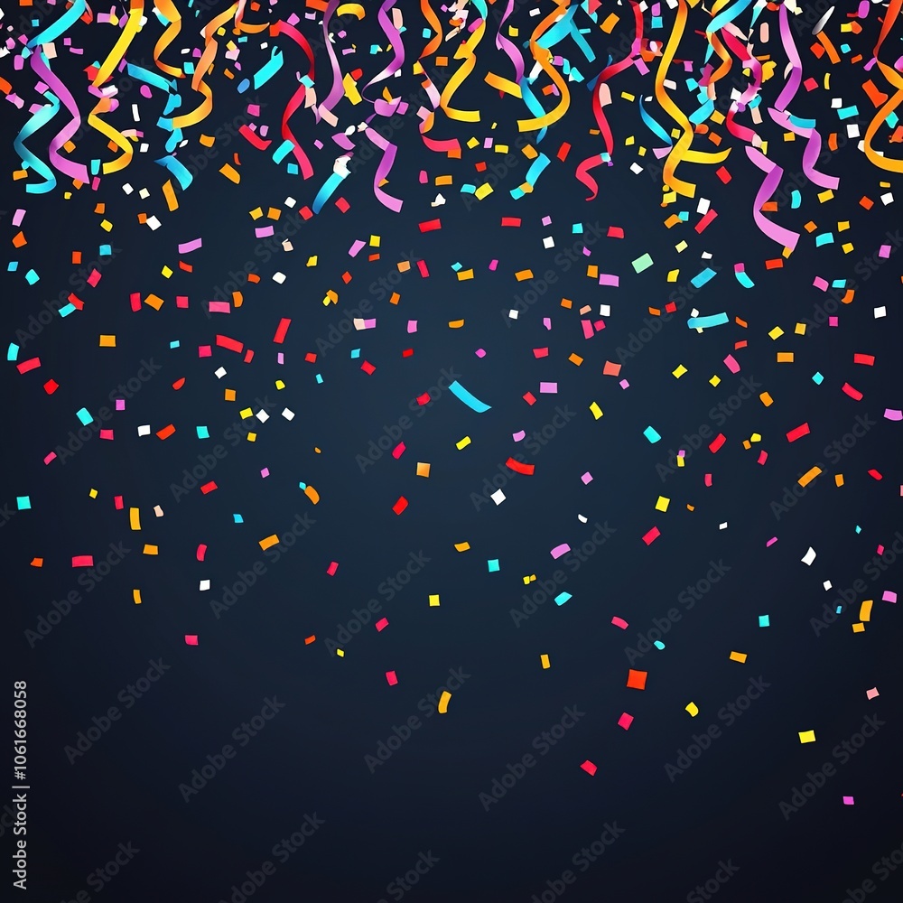 Colorful confetti raining on dark background Colorful confetti raining on dark background