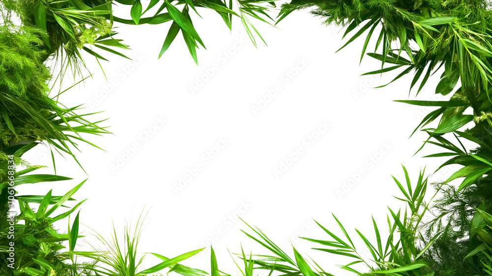Verdant grass frame border, natural edge rectangle isolated decoration, lush botanical green leaf background, organic fresh flourishing Verdant grass frame border, natural edge rectangle isolated decoration, lush botanical green leaf background, organic fresh flourishing