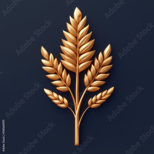 Golden Wheat Spikes on a Dark Background photo