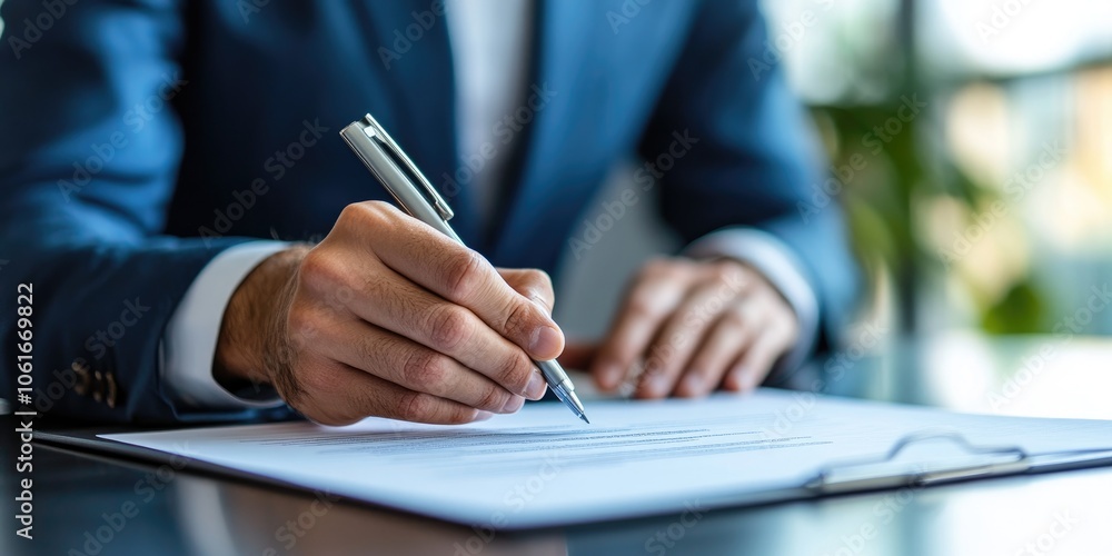 A corporate executive signing crucial contracts in an elegant office, working with digital documents on-screen, displaying a serious and professional demeanor. A corporate executive signing crucial contracts in an elegant office, working with digital documents on-screen, displaying a serious and professional demeanor.