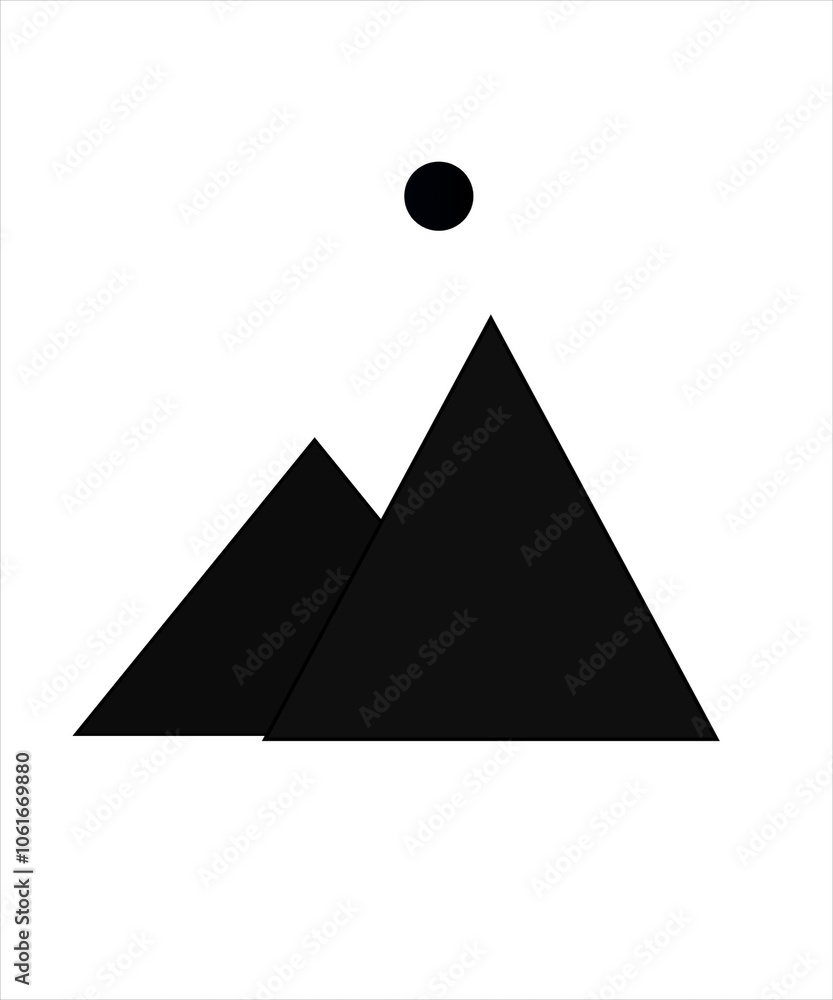 Fototapeta premium Illustration of a black mountain icon on a white background