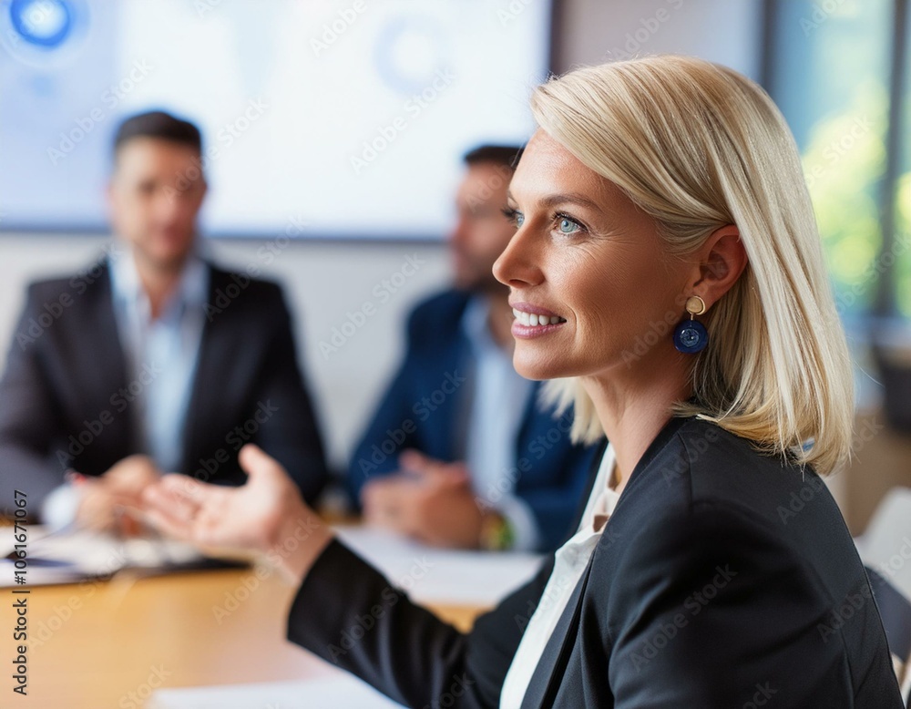 Business woman giving a speech in a boardroom meeting Business woman giving a speech in a boardroom meeting