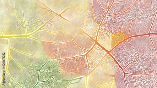 Colorful Autumn Leaves with Intricate Vein Patterns in Soft Light