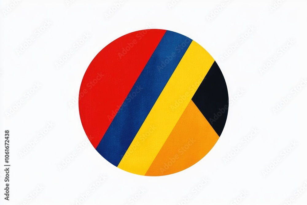 Fototapeta premium A colorful circle with red, yellow, and blue segments