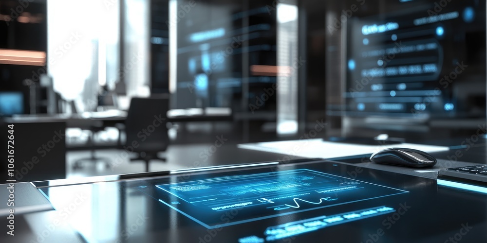 Digital signature interface on a futuristic device displays prominently, with a defocused background showing a busy corporate office. Digital signature interface on a futuristic device displays prominently, with a defocused background showing a busy corporate office.