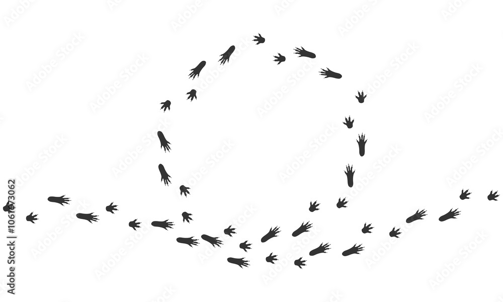 Vector trail print of hamster isolated on white background. Circle silhouette. Footprint silhouette tracks of Hamster. Paw Print. Vector illustration. EPS10. Vector trail print of hamster isolated on white background. Circle silhouette. Footprint silhouette tracks of Hamster. Paw Print. Vector illustration. EPS10.
