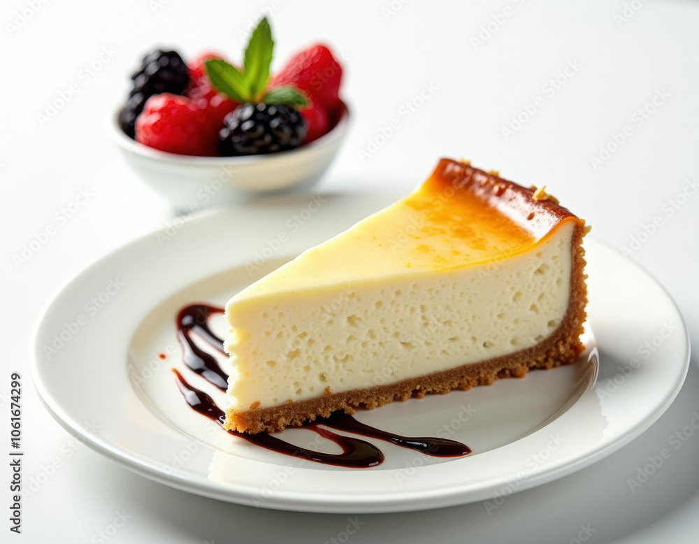 A slice of cheesecake with mixed berries A slice of cheesecake with mixed berries