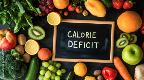 Strategic calories deficit weight loss, mindful diet nutrition fat count, focused application kcal health food, balanced fitness healthy, natural exercise slimming