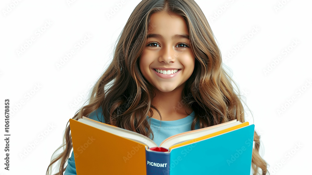 Portrait of a smiling young female college student holding a book Portrait of a smiling young female college student holding a book