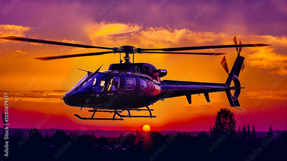 A Helicopter silhouette illustration A Helicopter silhouette illustration
